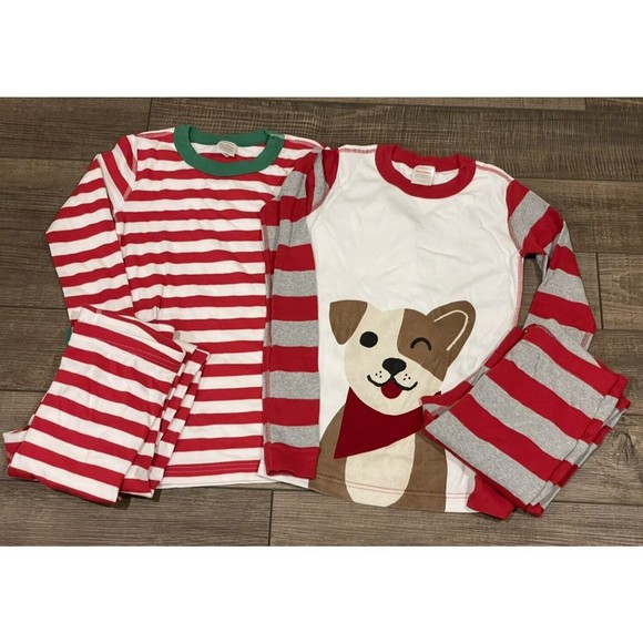 Hanna Andersson Other - Hanna Andersson Christmas Pajamas Stripes & Dog Red- 2 Sets Unisex SZ 12